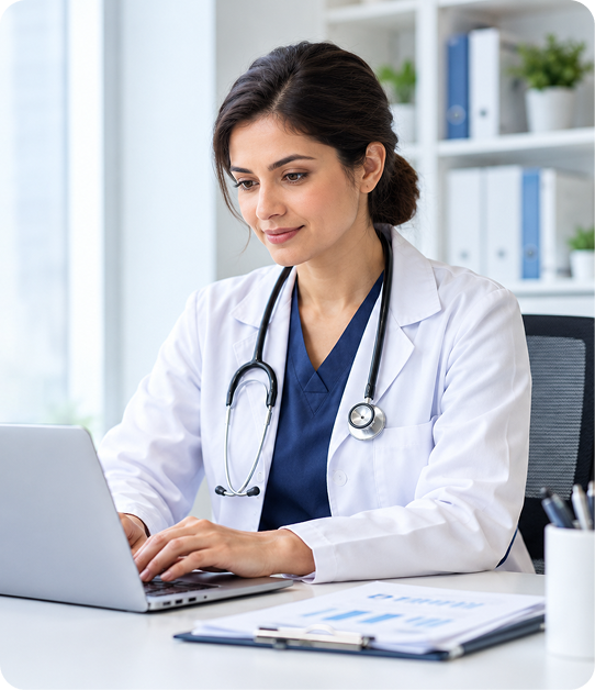 NYC medical billing specialist reviewing dashboard
